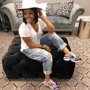 multi coloured chunky trainers